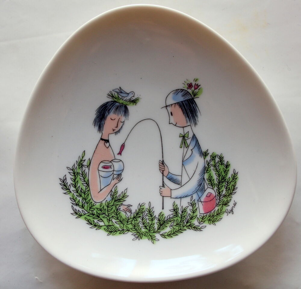 Coupelle vide poche Les amoureux de PEYNET porcelaine Rosent Décoration