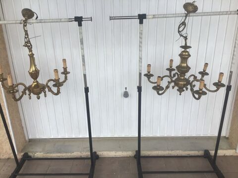 2 beaux lustres en bronze et laiton 40 Le Barcars (66)