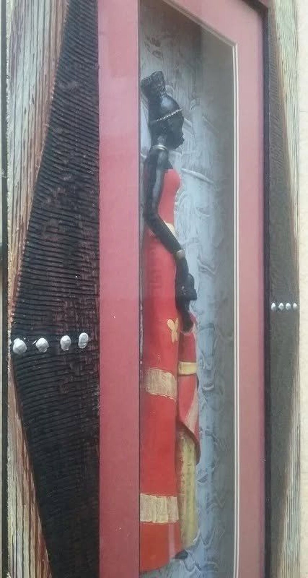 Lot De 2 Grands Cadres D&eacute;coration Africaine en Relief 70cm Décoration