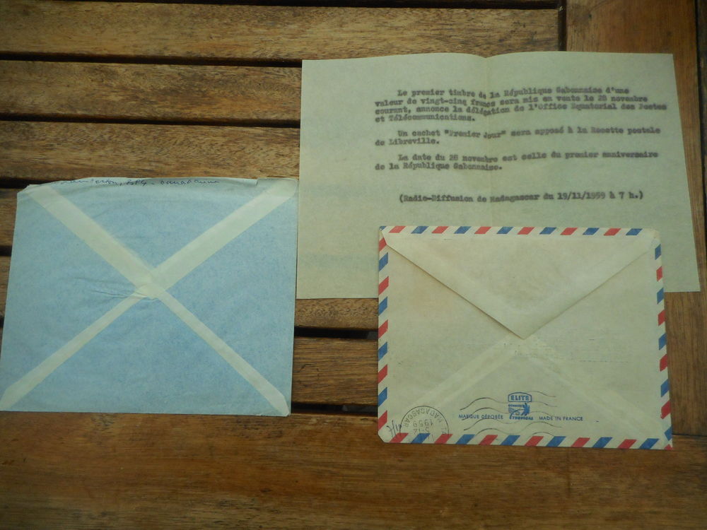 Lot de 2 enveloppes premier jour de 1959: Tananarive et Libr 