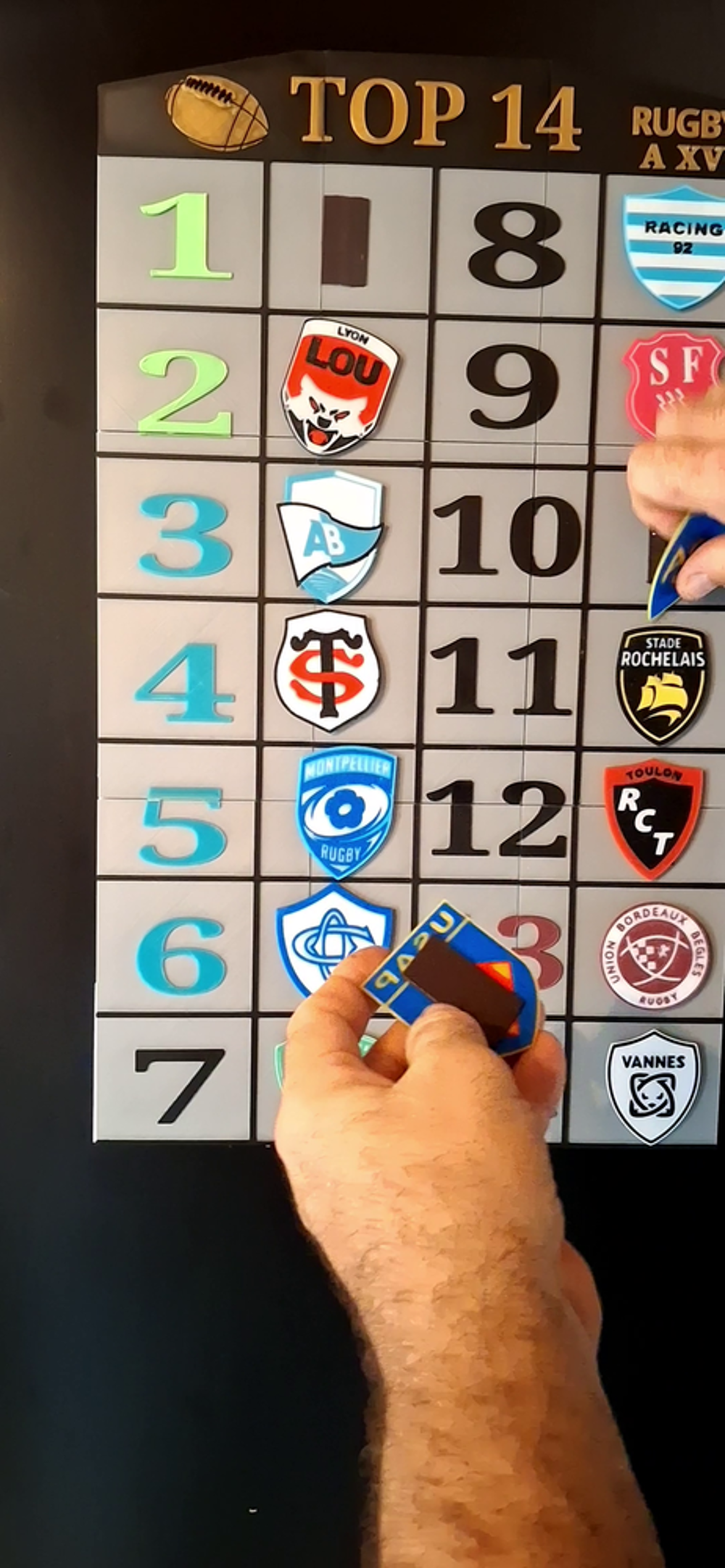 Tableau magntique du Classement Top 14 avec &Eacute;cussons Décoration