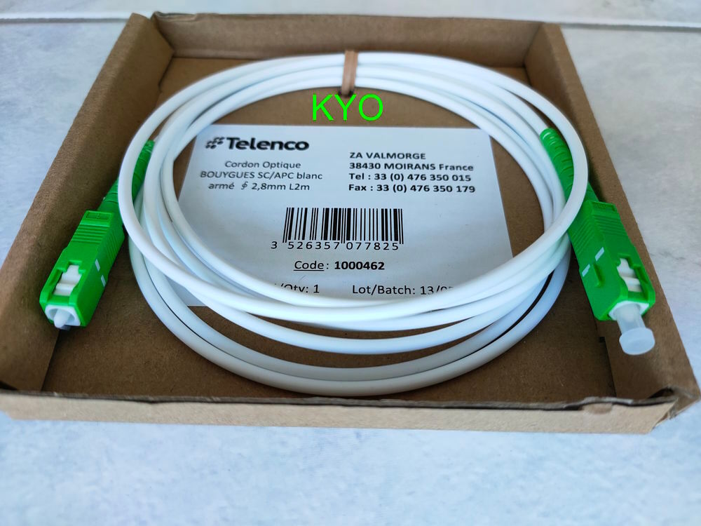 C&acirc;ble fibre optique jarreti&egrave;re L2m Box internet Bouygues Matériel informatique