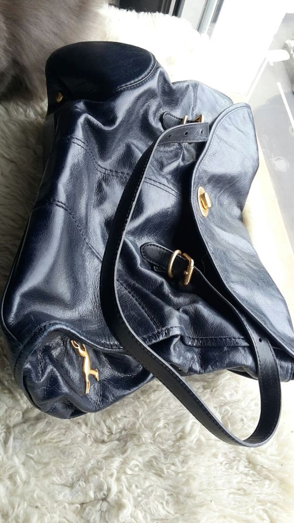 GRAND SAC BESACE BIMBA Y LOLA BLEU MARINE Maroquinerie