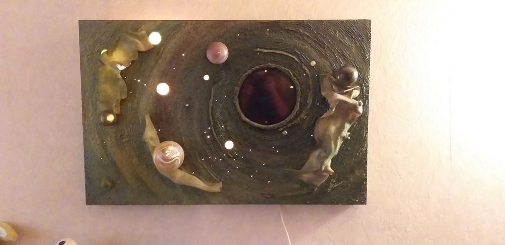 Tableau intitul&eacute; : Espace galactique sign&eacute; : GIL ARIANE Décoration