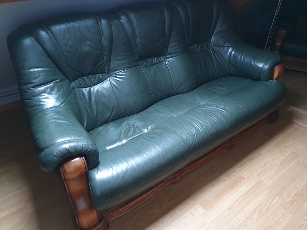 Salon cuir et bois Meubles