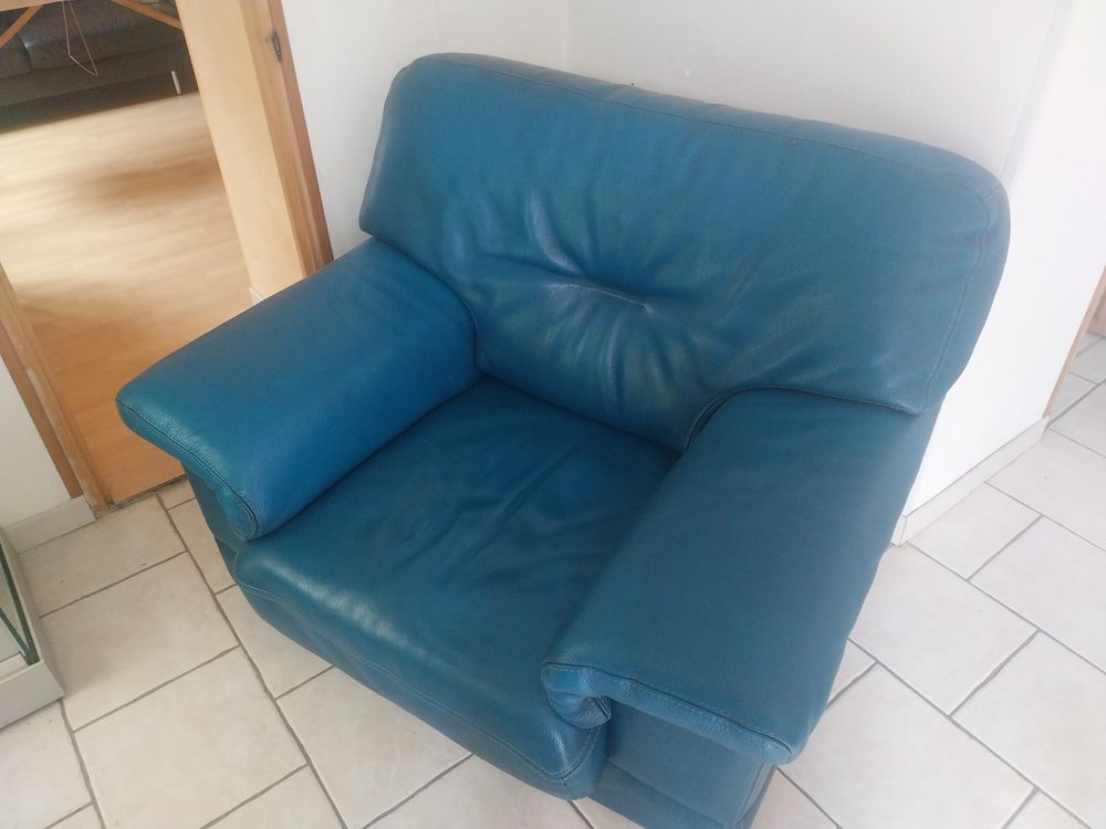  fauteuil cuir xxl bleu Meubles