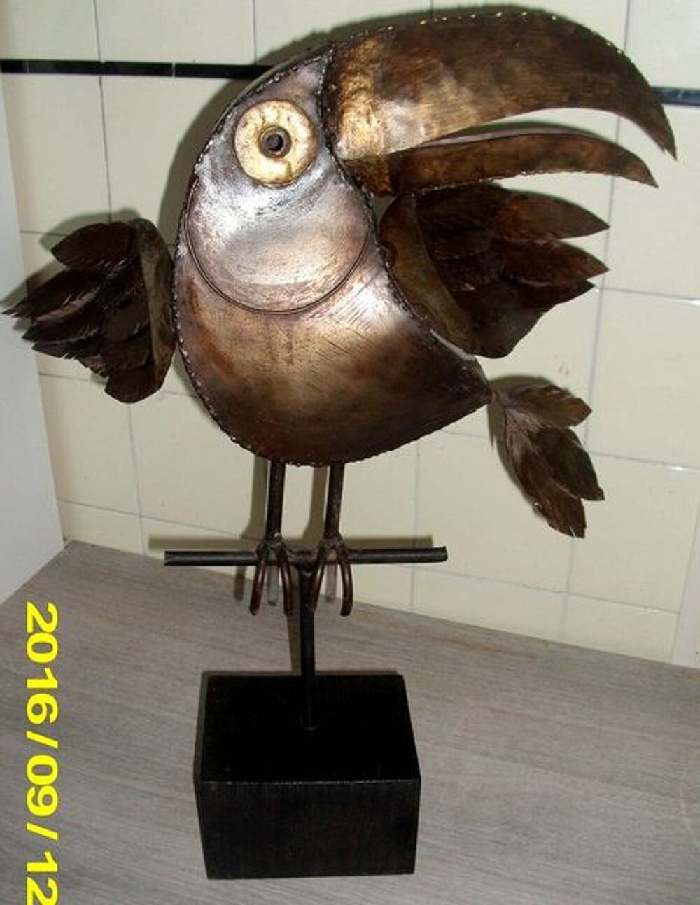 Sculpture en m&eacute;tal grand Toucan 
