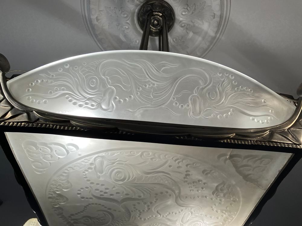 Lustre Art D&eacute;co sign&eacute; Boyreau &amp; Cie Bordeaux 1930 Décoration