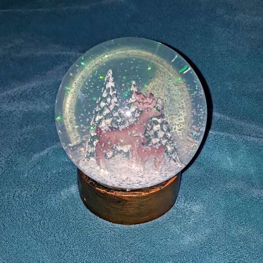 Grosse boule &agrave; neige paillette, verre, NEUF Dcoration