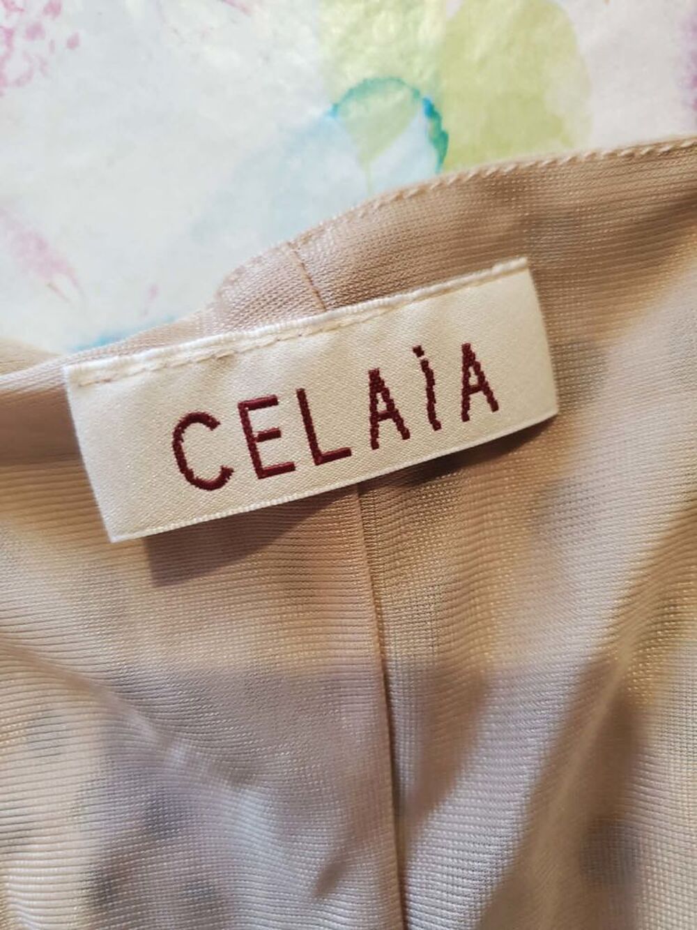 HAUT FEMME BEIGE CAMEL A POIS NOIRS T50 Vêtements
