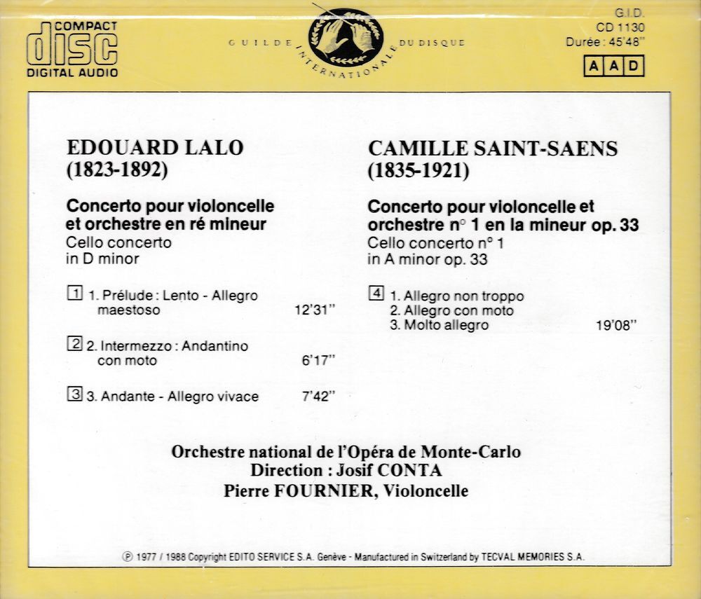 CD Lalo Saint-Saens Concertos Violoncelle &amp; Orchestre CD et vinyles