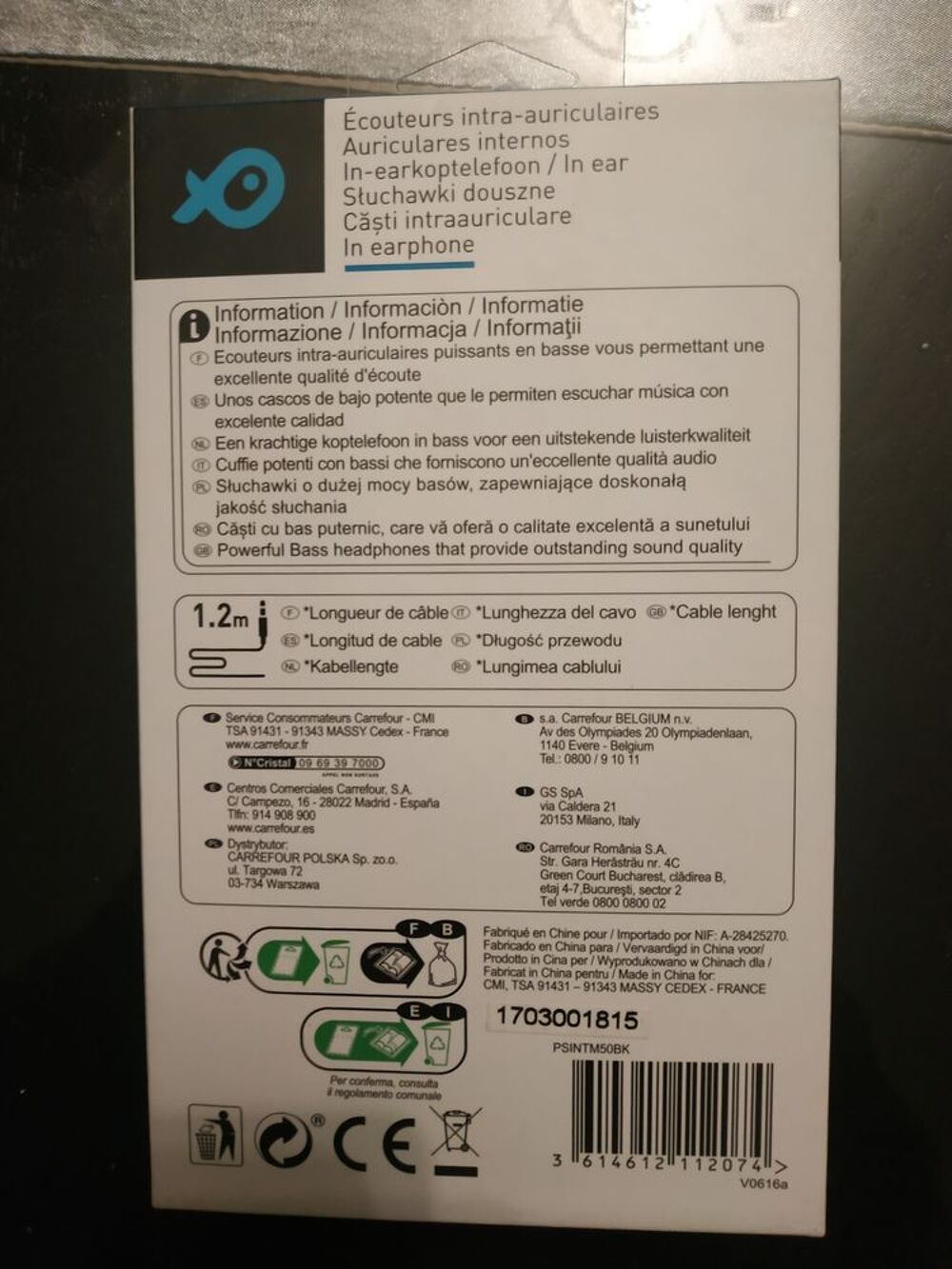 Ecouteurs intra-auriculaires POSS INTM50 Audio et hifi