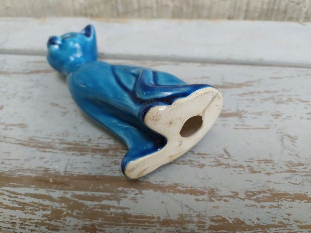 Statue Chat Porcelaine &Eacute;mail Turquoise Décoration