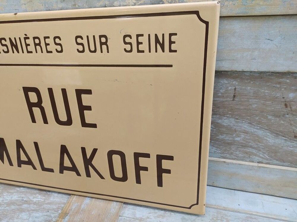 Ancienne Plaque &Eacute;maill&eacute;e Rue Malakoff Asni&egrave;res sur Seine 
