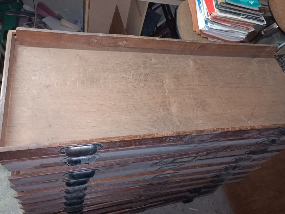 Tiroirs chene issue d'une ancienne imprimerie Bricolage