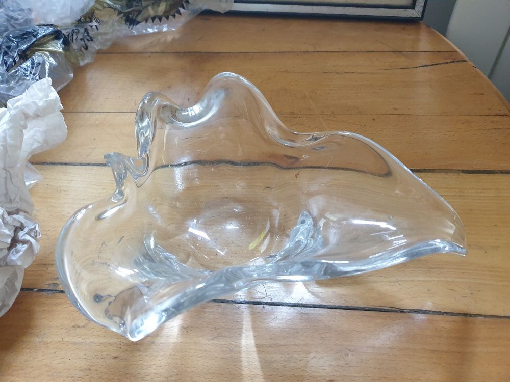 Grande coupe triangulaire en cristal vintage Cuisine