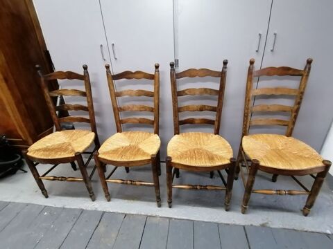 Lot de 4 chaises paillées en chêne 60 Iverny (77)