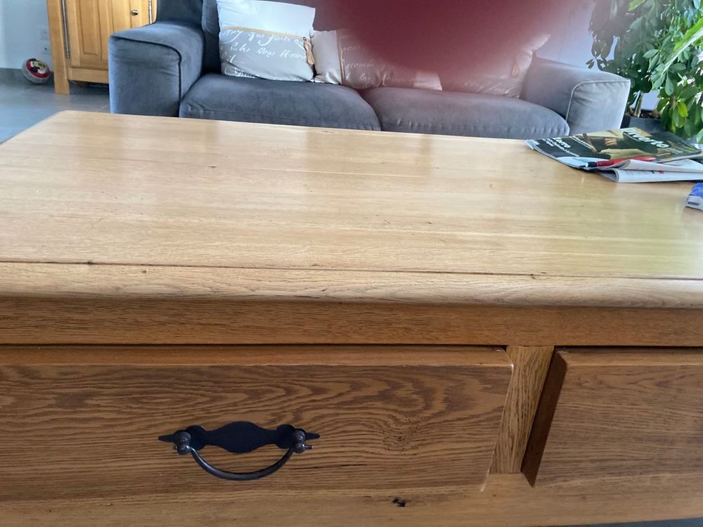 Table basse de salon en pur ch&ecirc;ne Meubles