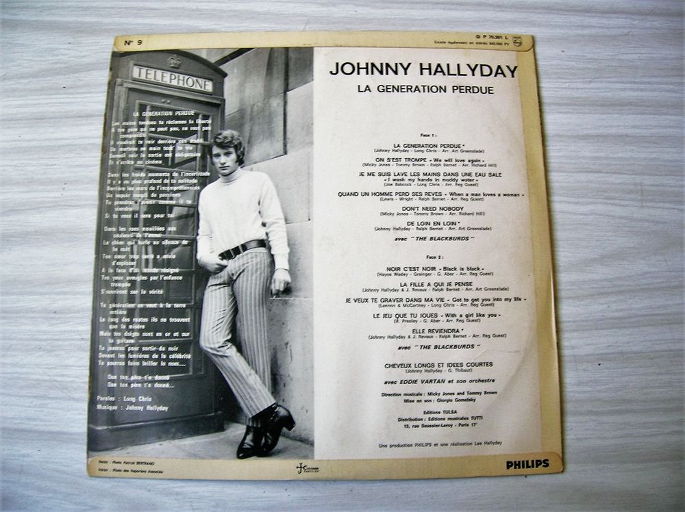 33 Tours JOHNNY HALLYDAY La g&eacute;n&eacute;ration perdue CD et vinyles