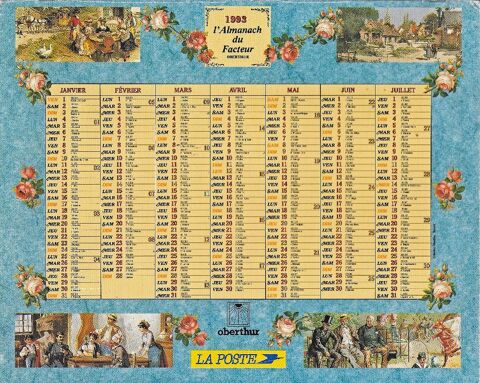 Calendrier de La Poste 1993 3 Castelnau-sur-Gupie (47)