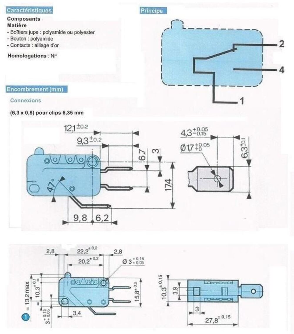 Microswitches CROUZET EF831161.8 Bricolage