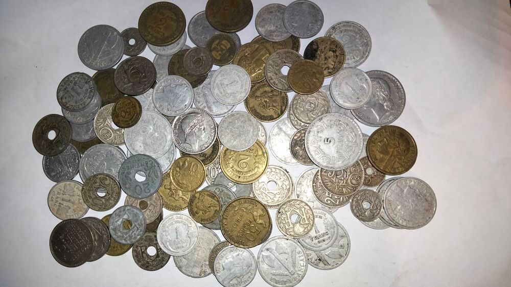 lot de 100 pi&egrave;ces fran&ccedil;aises avant 1960 de 5 centime &agrave; 50 fr 