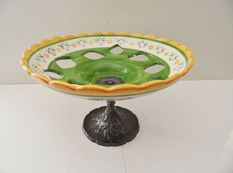 ANCIEN SALADIER CORBEILLE FRUITS CERAMIQUE PIED REGULE ART o 59 Marseille 11 (13)