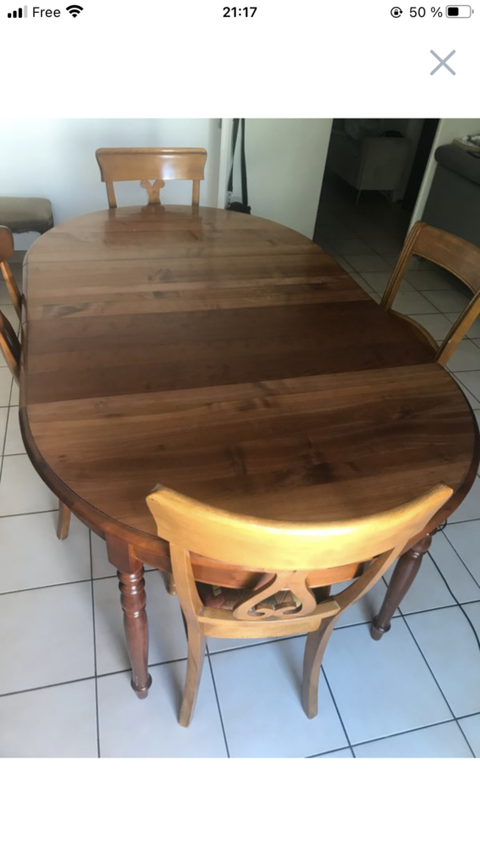 Table et chaises de salle  manger en merisier 250 Stains (93)