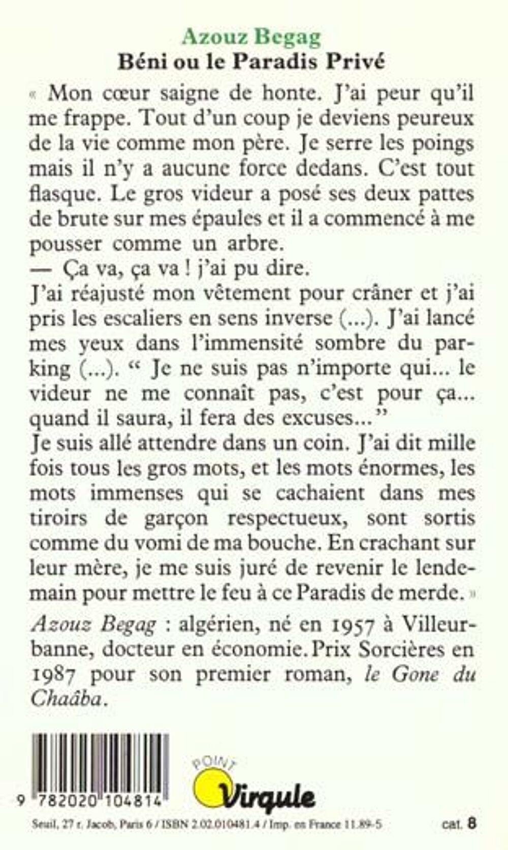 Beni ou le paradis prive Livres et BD