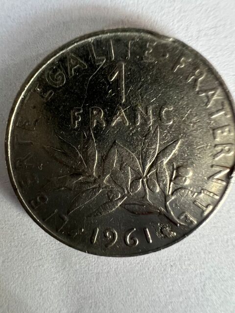 Pice de monnaie 1 franc semeuse 1961 orty 7 Pierrelaye (95)