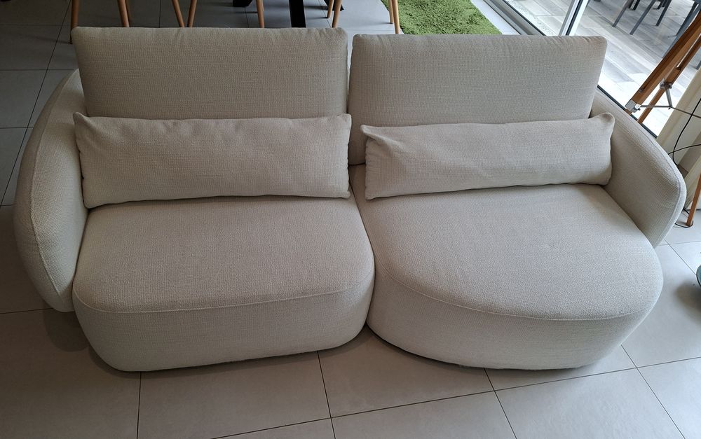 Canap&eacute; 3-4 places tissus blanc-beige Meubles