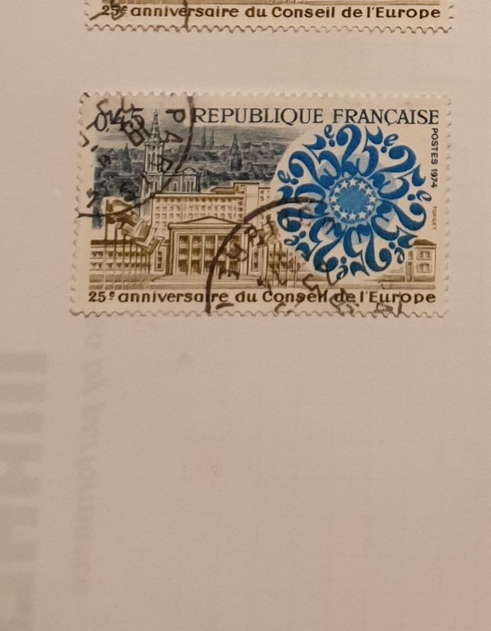 Timbre france 25&egrave;me anni conseil l'europe 1974 . 0.09 euro 