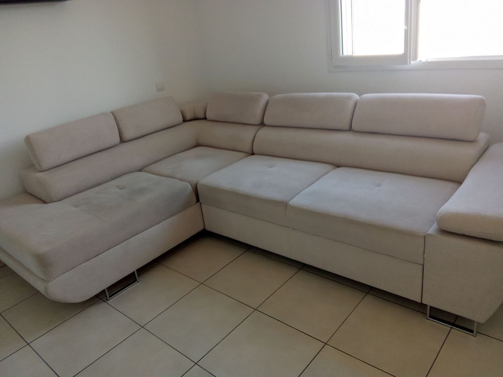 Canap&eacute; convertible d angle coloris beige Meubles