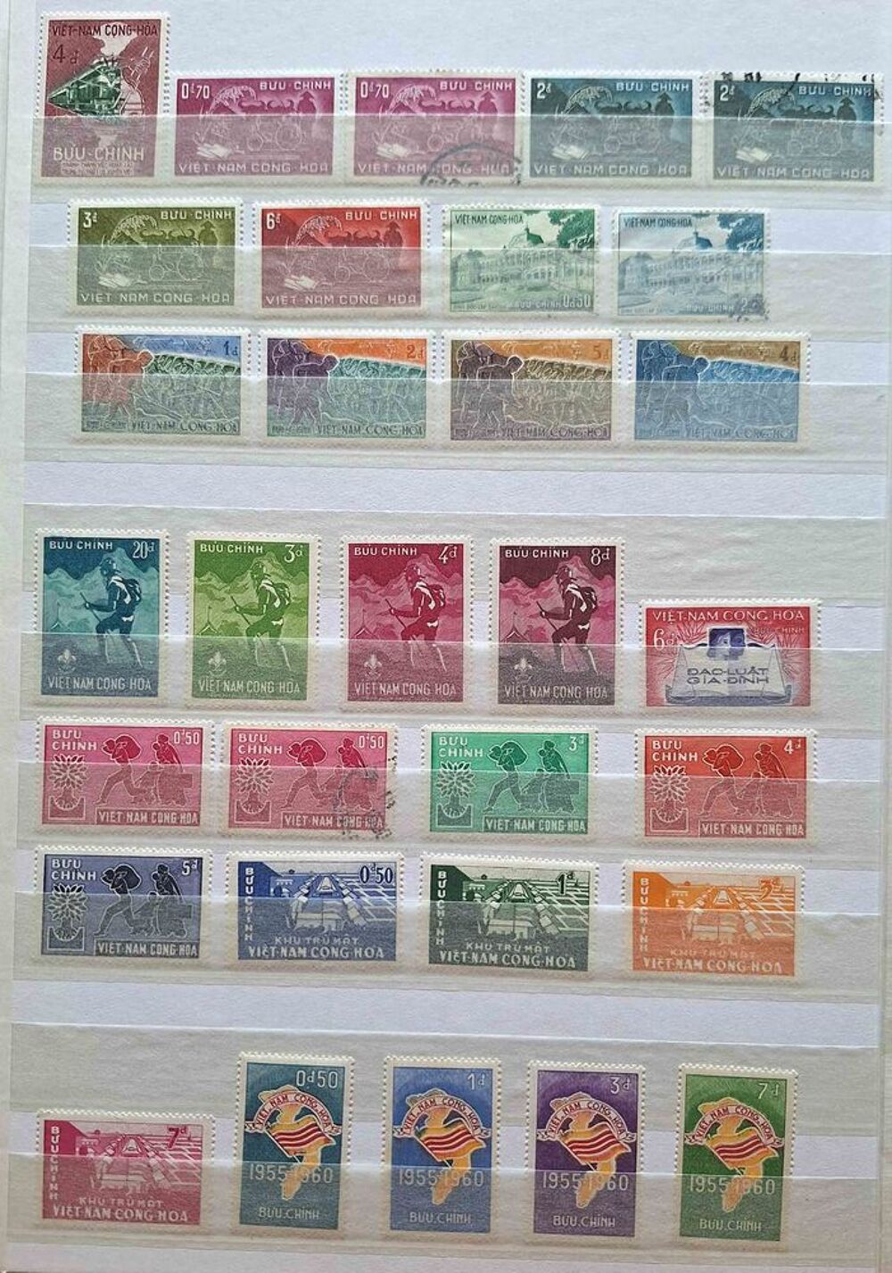 S&eacute;rie de timbres de collection du Vietnam du Sud 