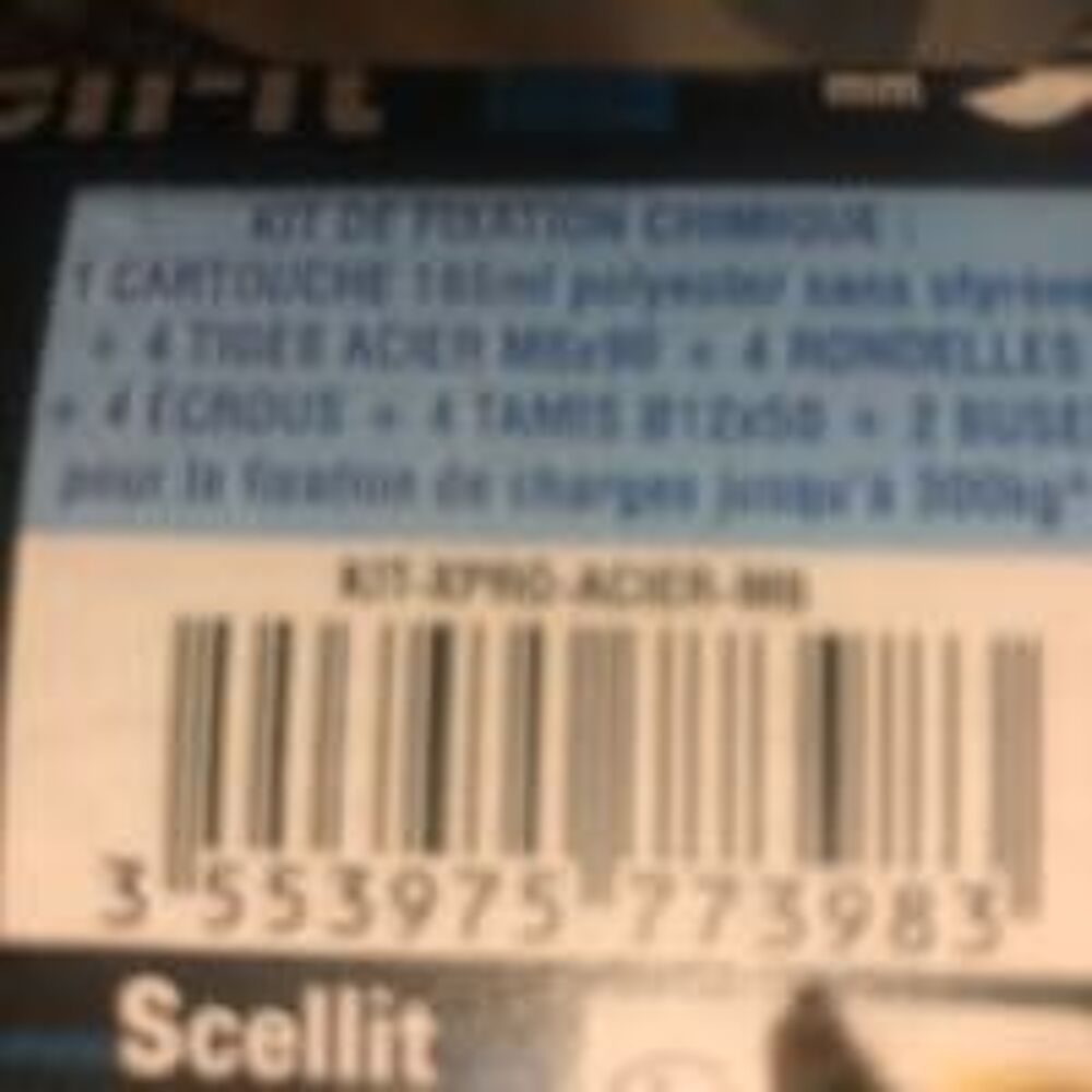 kit fixation chimique Scell-it neuf Bricolage