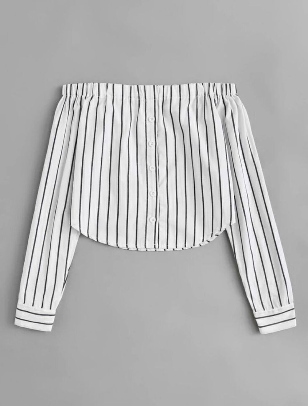 Top &agrave; rayure avec boutons et &eacute;paules d&eacute;nud&eacute;es Vêtements