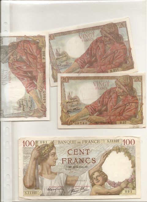 Anciens billets annes 1939 1940 1941 1943 1969 100 Eurville-Bienville (52)
