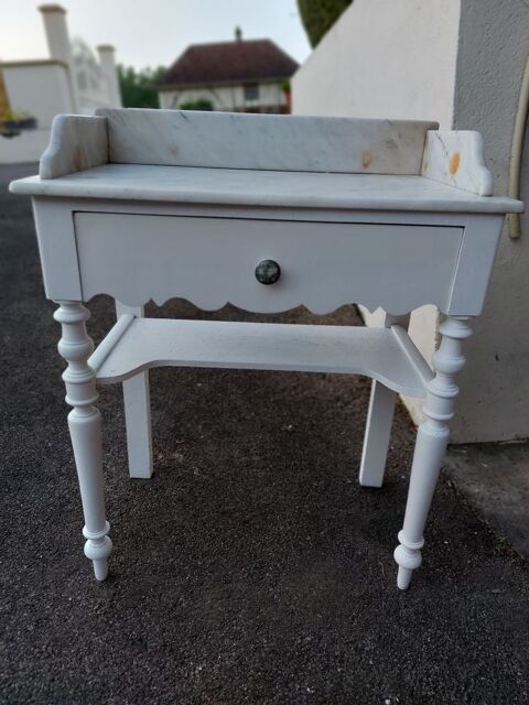 Table de toilette avec marbre blanc 80 Verrières (10)