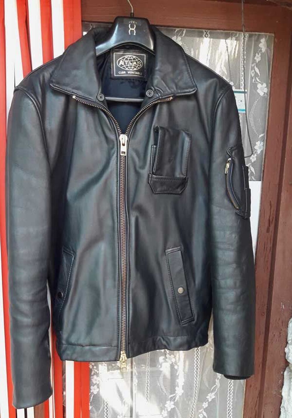 Blouson aviateur cuir &eacute;pais v&eacute;ritable Vêtements