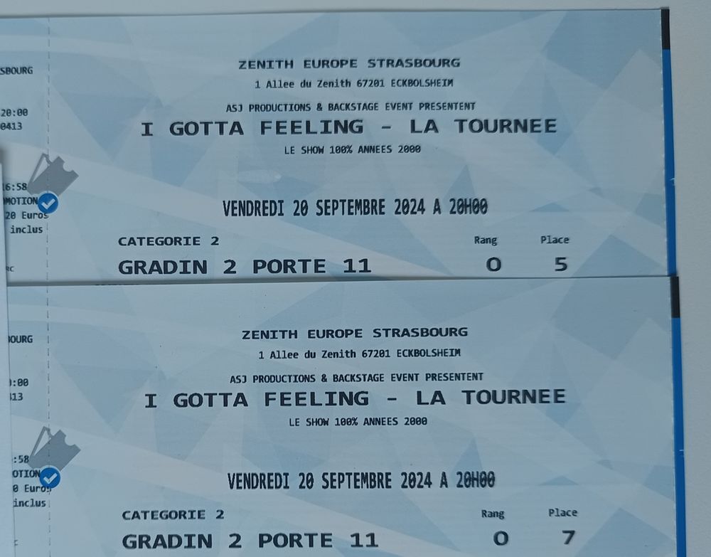 Concert I gotta feeling Strasbourg Billetterie