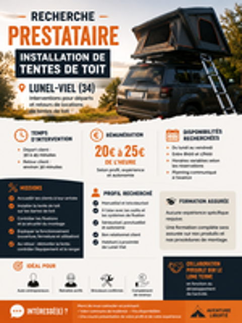   RECHERCHE PRESTATAIRE POUR INSTALLATION DE TENTES DE TOIT  