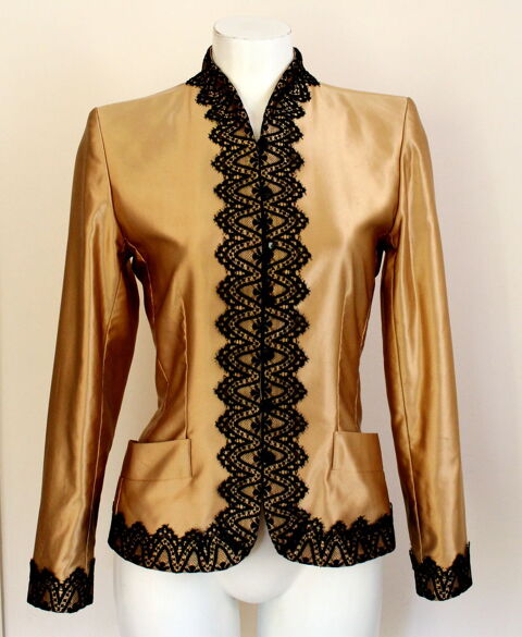 Veste YVES SAINT LAURENT satin de coton or et dentelles soie 200 Issy-les-Moulineaux (92)