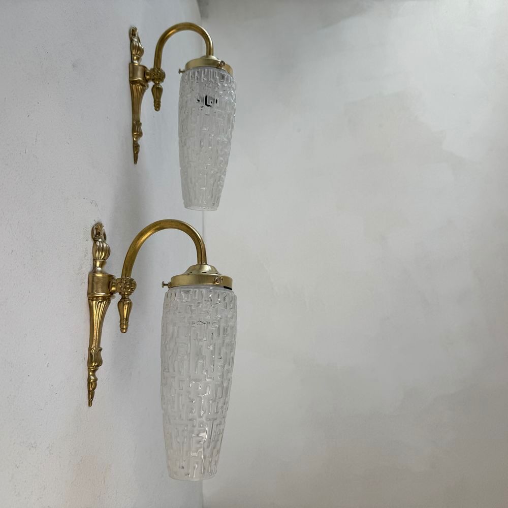 PAIRE D'ANCIENNES APPLIQUES VINTAGE 1950 Décoration