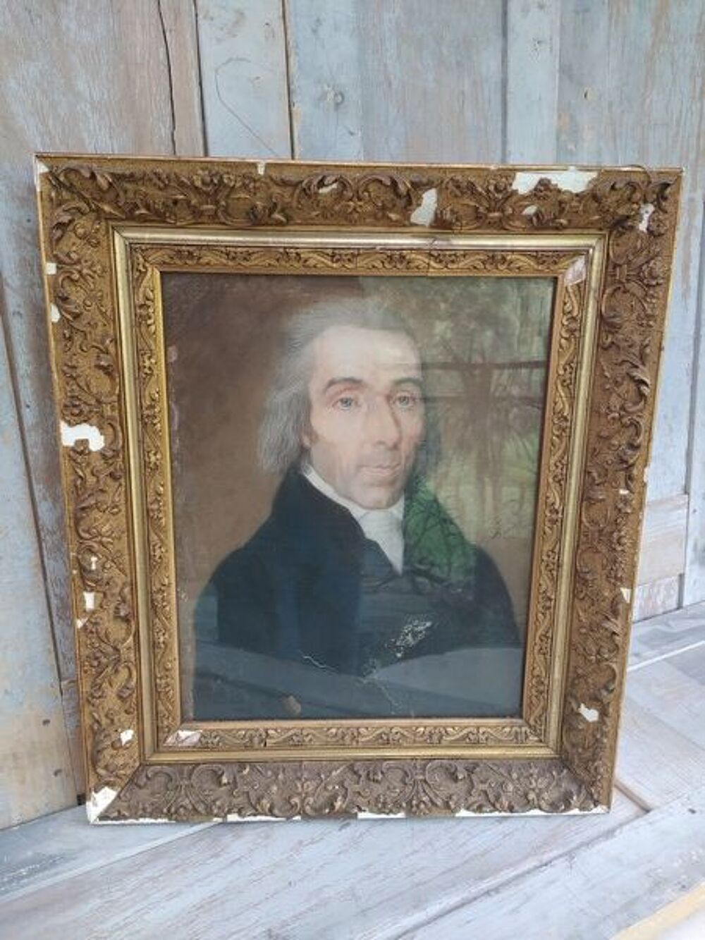 Tableau Dessin Pastel Portrait Gentilhomme Fin XIX&egrave;me 