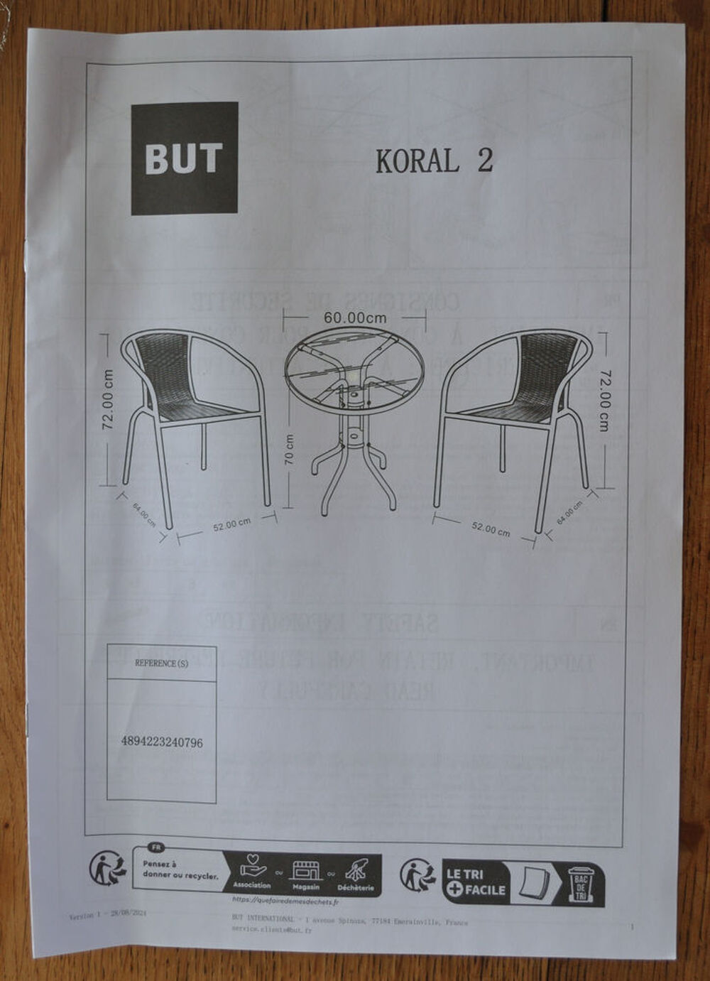 Table et fauteuils de jardin ou pour balcon Jardin