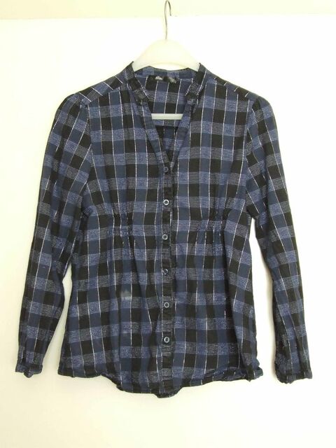 Chemise manche longue � motif tartan bleue, MIM, T. 40 3 Bagnolet (93)