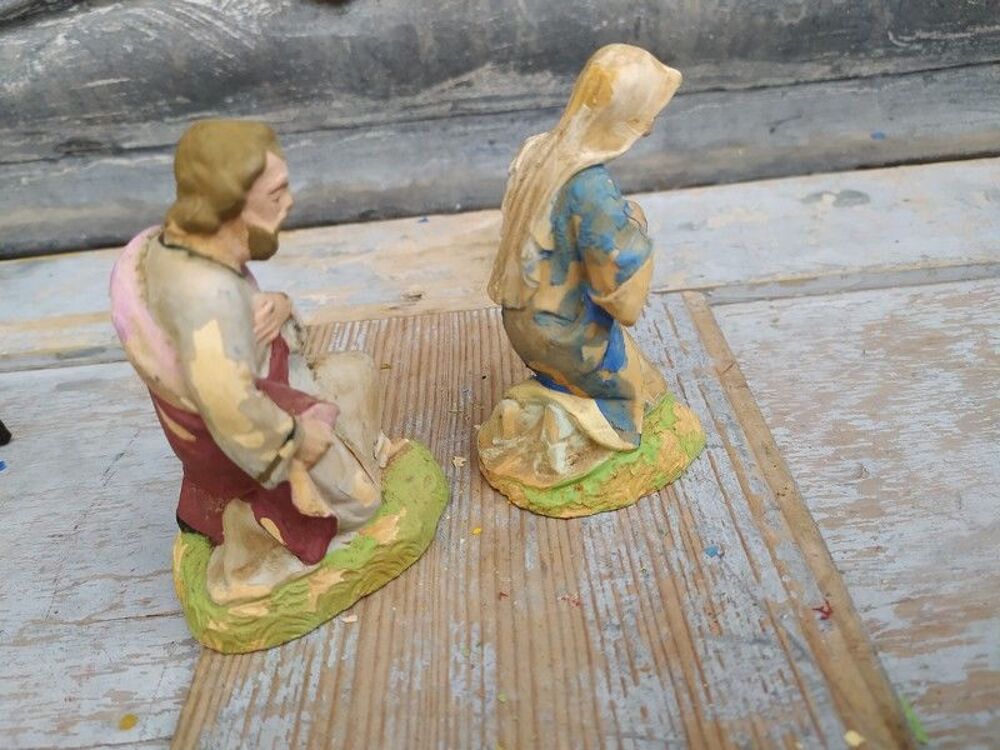 Anciens Santons Devineau Joseph, Marie, Jesus Cr&egrave;che No&euml;l 
