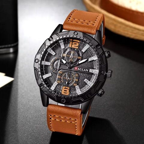 Montre  quartz avec bracelet en cuir marron pour homme 6 Lezoux (63)