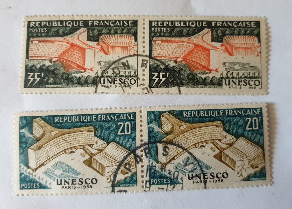 timbre France lot par deux unesco - 0.20 euros possibl 
