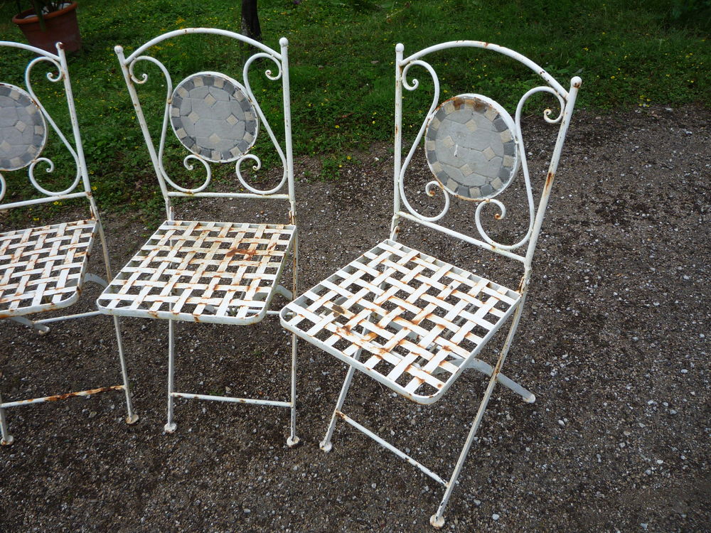 4 chaises de jardin en fer forg&eacute; Meubles